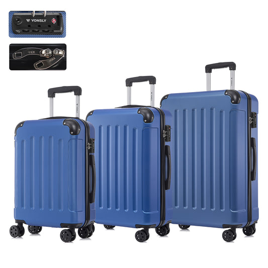 Hartschalen-Trolley-Set in Saphirblau mit 4 Rollen und ausziehbarem Griff