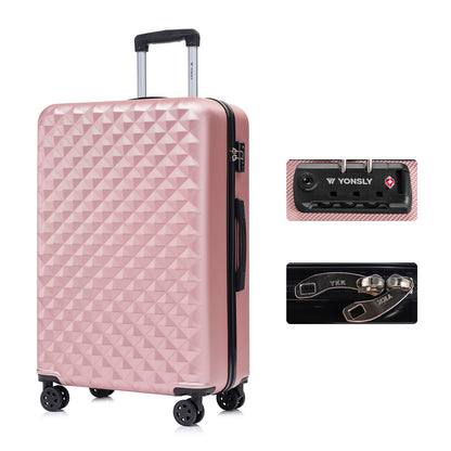 YONSLY® Hartschalenkoffer in Rosé mit TSA-Schlossansicht, 4 Rollen und Trolleygriff