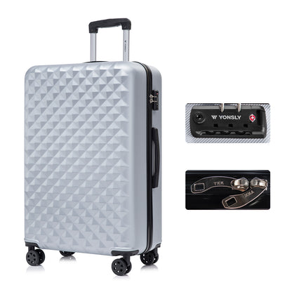 YONSLY® Hartschalenkoffer in Grau mit TSA-Schloss, 4 Rollen und Trolleygriff