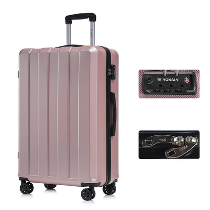 Hartschalen-Reisekoffer in Roségold mit Trolleygriff, TSA-Schloss und 4 Rollen