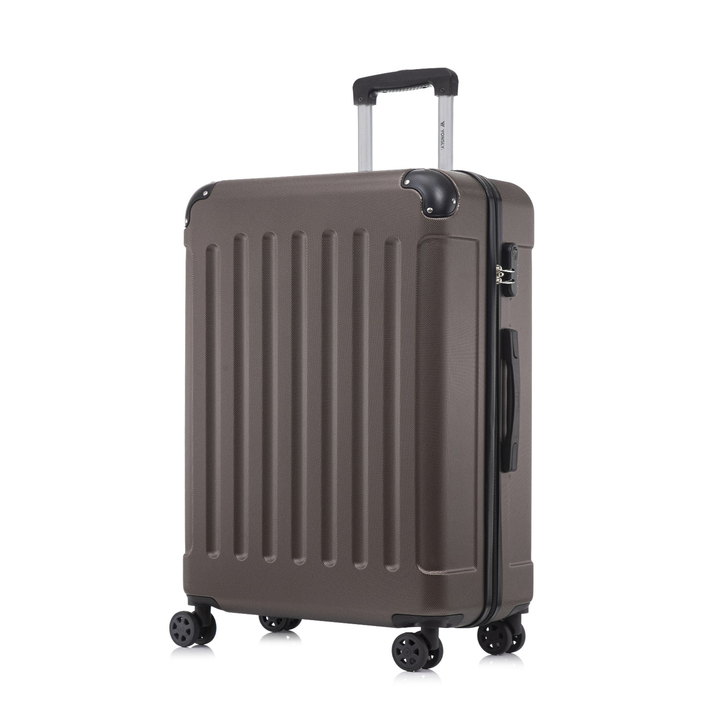 Hartschalen-Rollkoffer dunkelgrau mit 4 360°-Rollen, Trolleygriff und Seitenfach