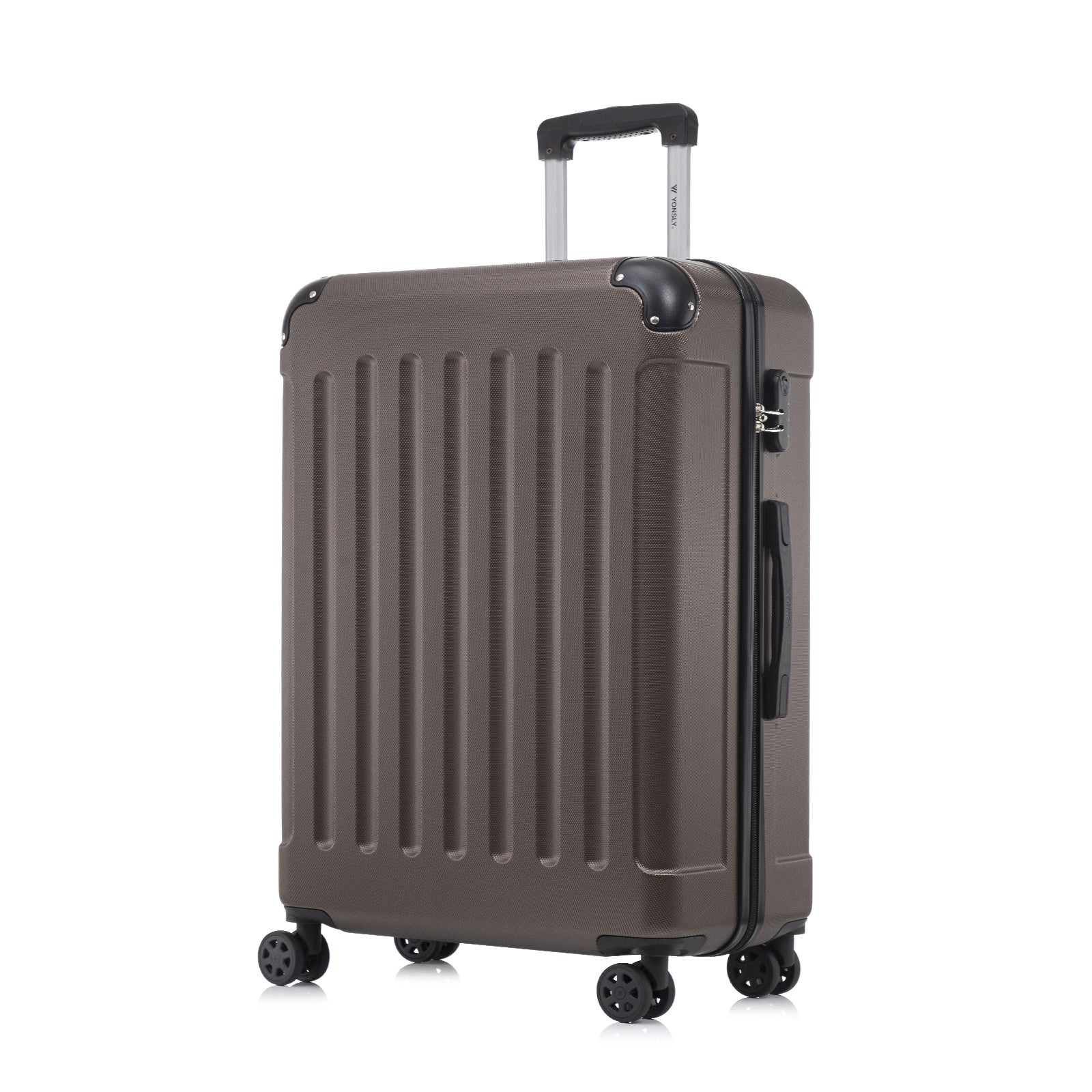 Hartschalen-Rollkoffer dunkelgrau mit 4 360°-Rollen, Trolleygriff und Seitenfach
