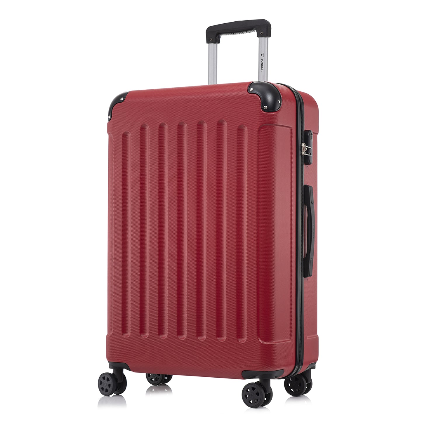 Weinroter Handgepäck-Trolley mit ABS-Hartschale, 4 Rollen und Teleskopgriff