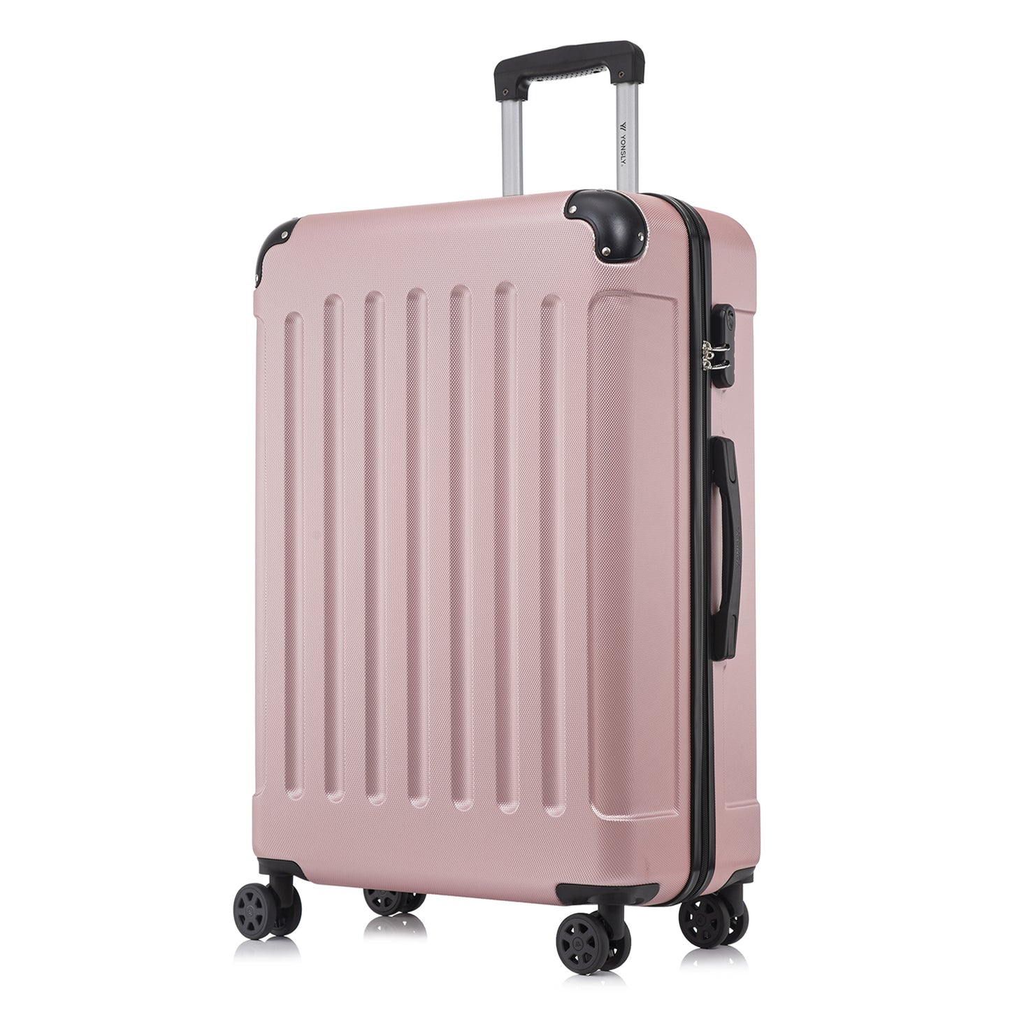 YONSLY® Rollkoffer mit Hartschale, rosé, 4 Rollen und seitlicher Griffmulde
