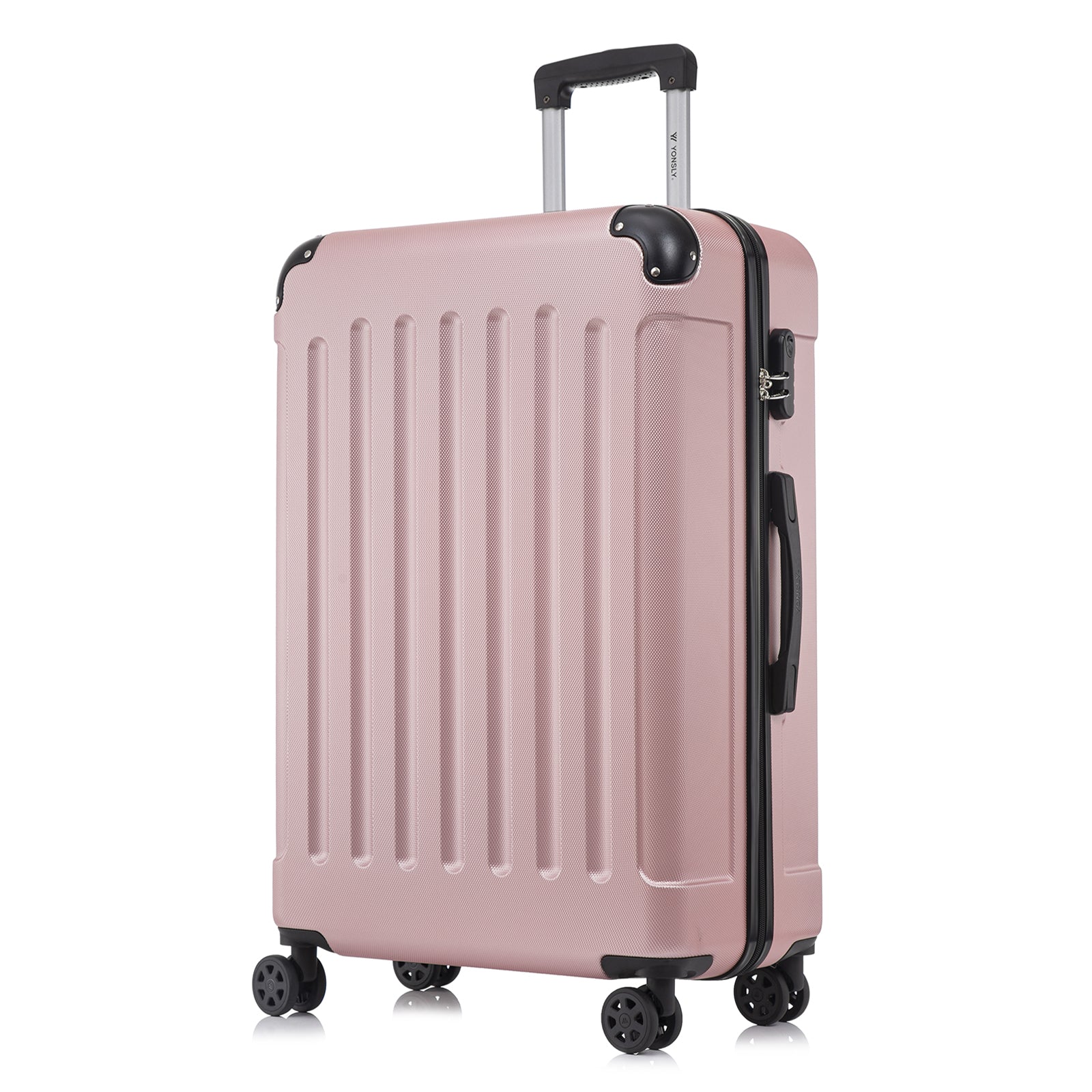 YONSLY® Rollkoffer mit Hartschale, rosé, 4 Rollen und seitlicher Griffmulde