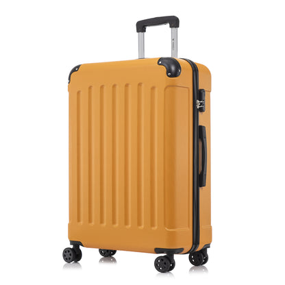 Rollkoffer mit Hartschale in orange, 4 Rollen, Rückansicht mit ausziehbarem Trolleygriff