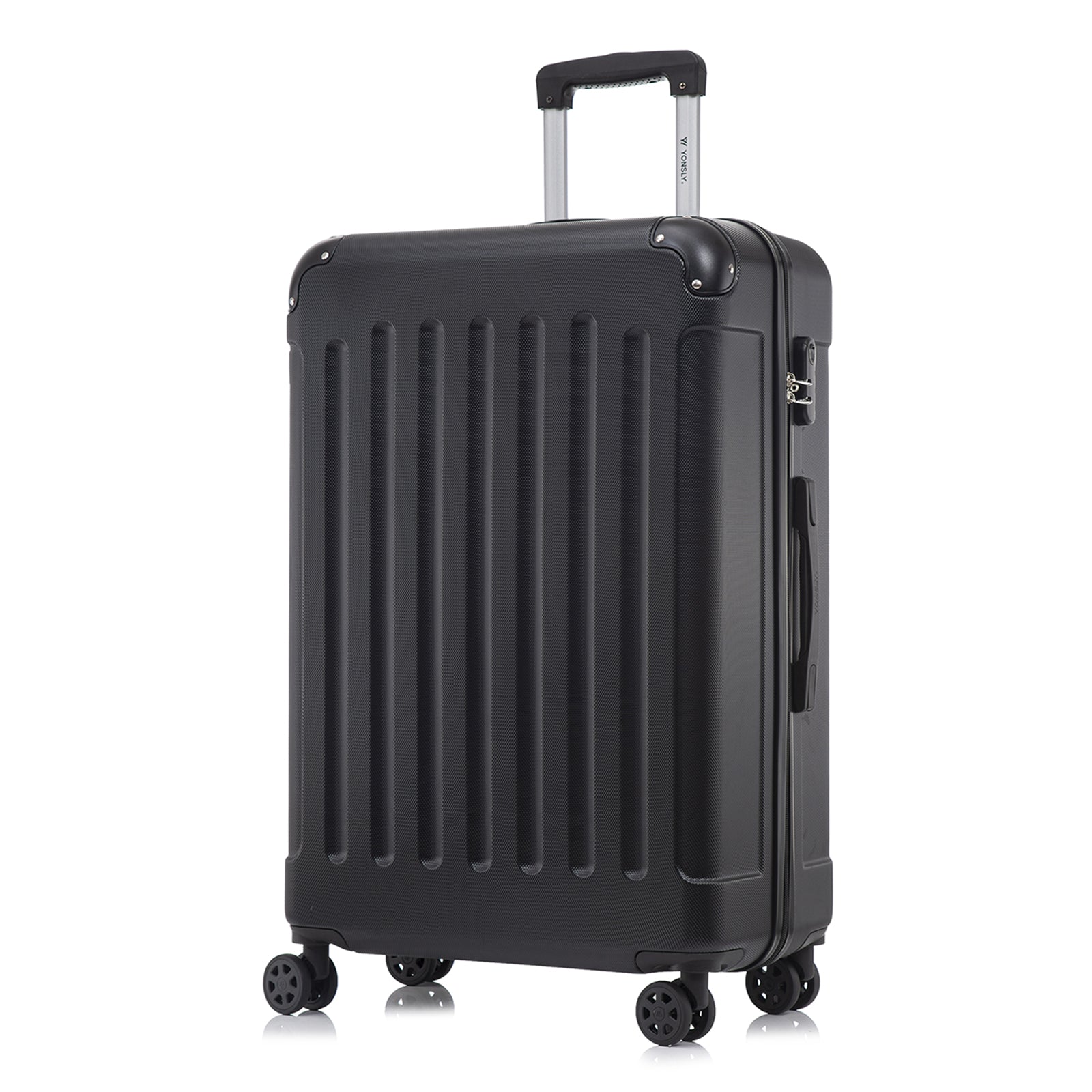 YONSLY® Rollkoffer mit Hartschale, schwarz, 4 Rollen, geschlossenes Gehäuse