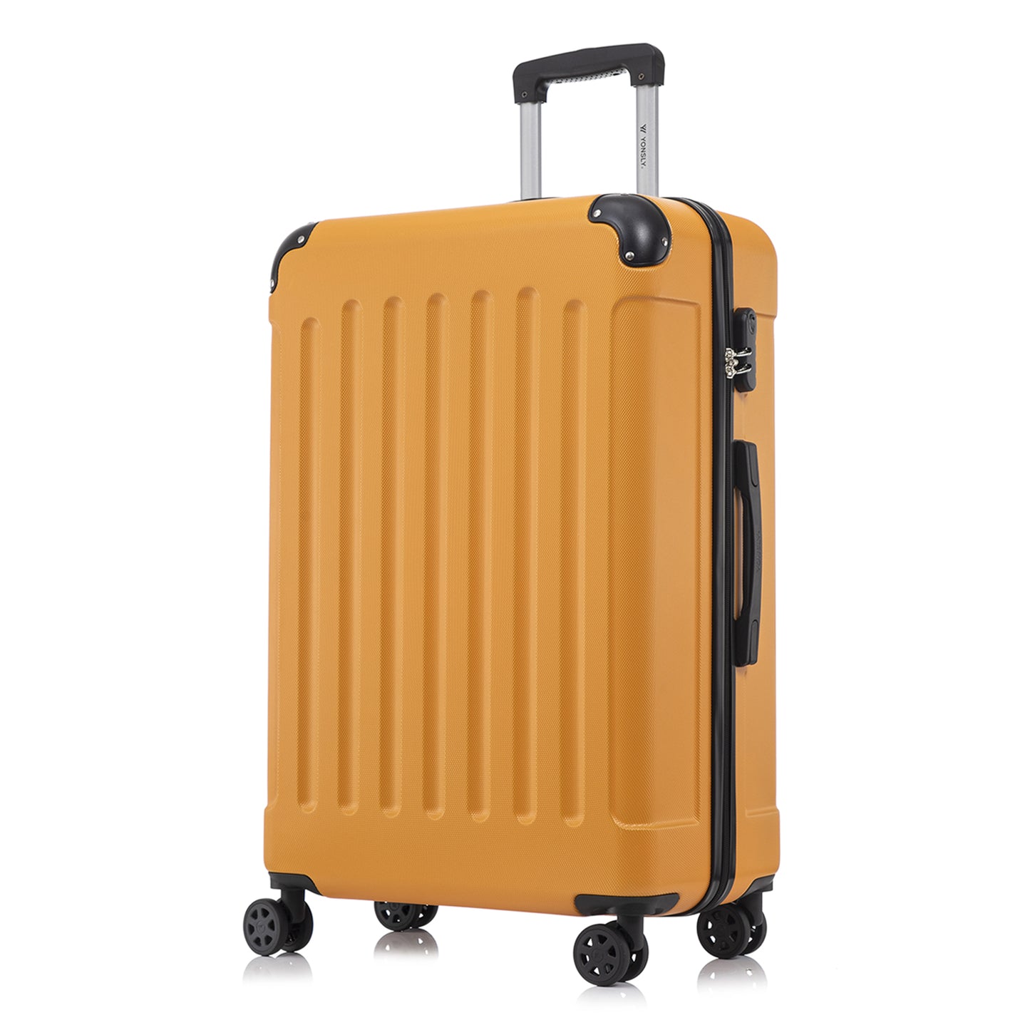 Orangener Handgepäck-Trolley mit ABS-Hartschale, 4 Rollen und ausziehbarem Griff
