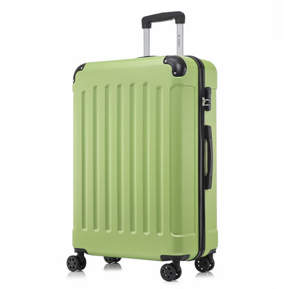 YONSLY® Rollkoffer mit 4 Rollen, grüne ABS-Hartschale und geöffnet wirkender Kantenlinie
