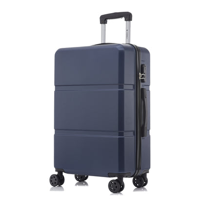 Dunkelblauer Reisekoffer-Trolley mit Hartschale, 4 Rollen und ausziehbarem Griff