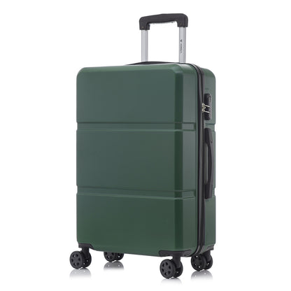Hartschalen-Trolley dunkelgrün mit 4 Rollen, ausziehbarem Griff und seitlichem Schlossbereich