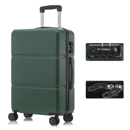YONSLY® Hartschalen-Trolley seitlich, TSA-Schloss, 4 Rollen, dunkelgrün