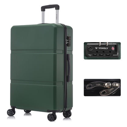 YONSLY® Hartschalen-Trolley Vorderansicht, TSA-Schloss, 4 Rollen, dunkelgrün