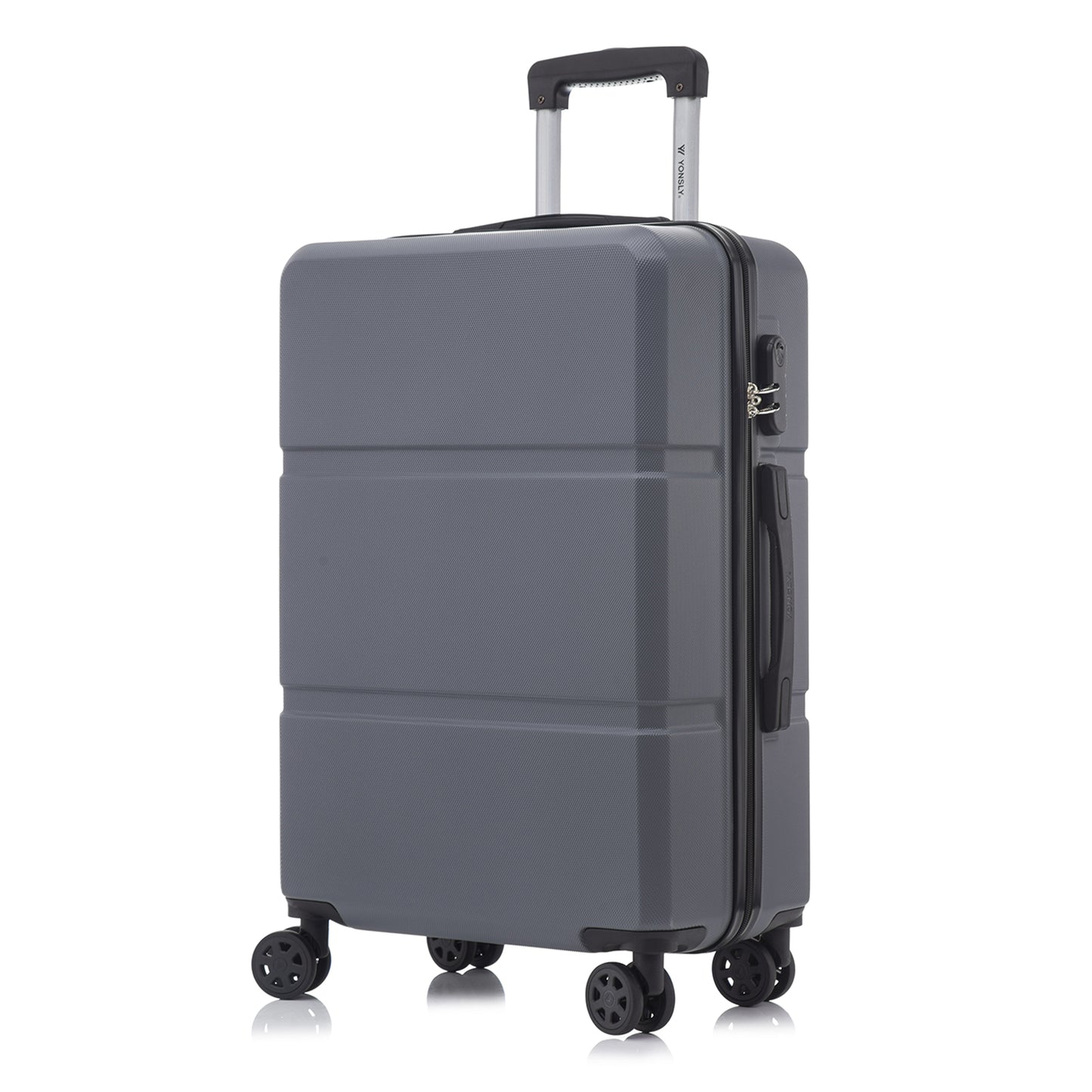 Dunkelgrauer Trolley-Reisekoffer mit Hartschale, 4 Rollen und Zahlenschloss