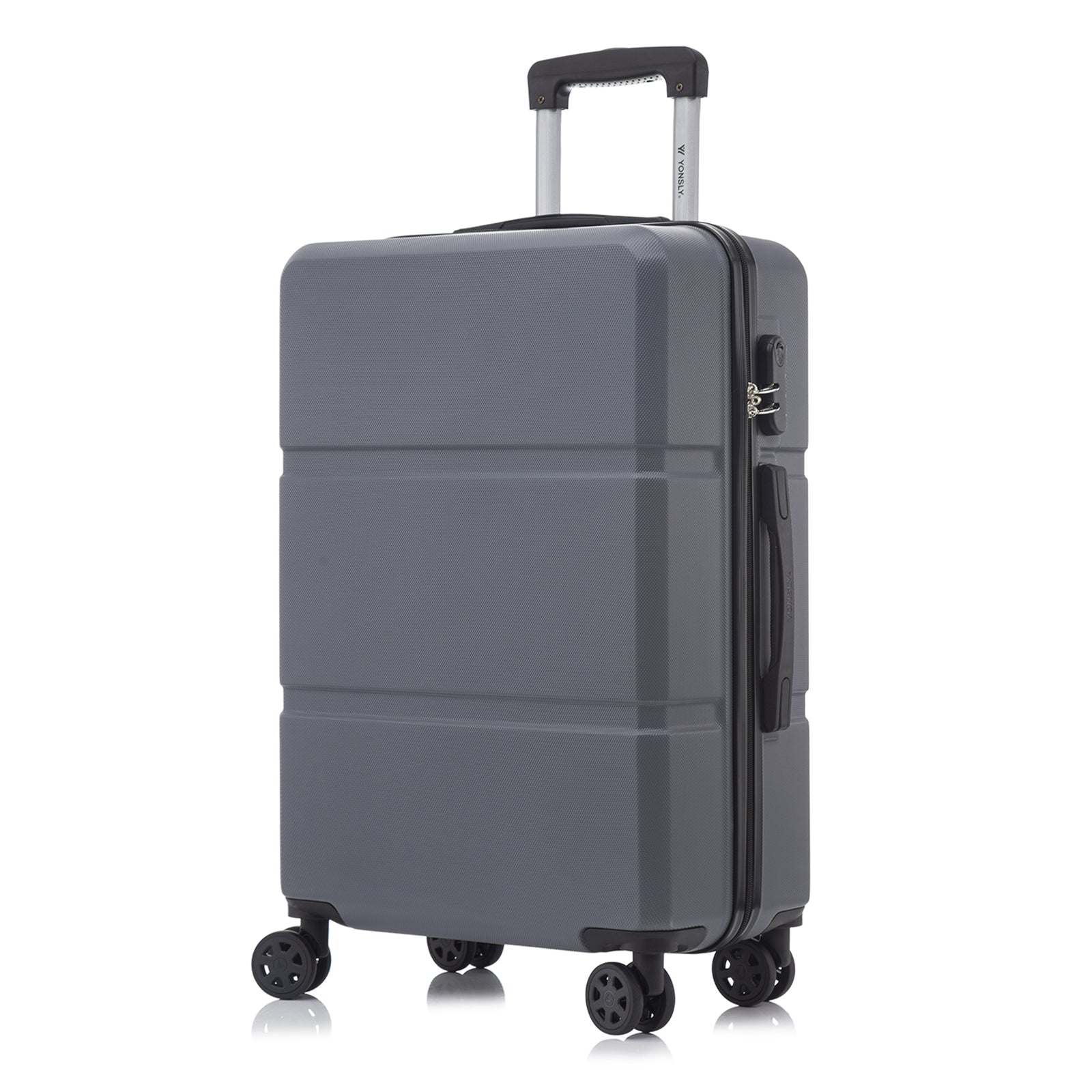 Dunkelgrauer Trolley-Reisekoffer mit Hartschale, 4 Rollen und Zahlenschloss