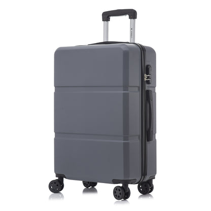 Dunkelgrauer Trolley-Reisekoffer mit Hartschale, 4 Rollen und Zahlenschloss