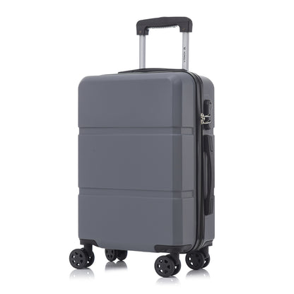 Dunkelgrauer Hartschalen-Trolley mit 4 Rollen, Seitenfach und ausziehbarem Griff
