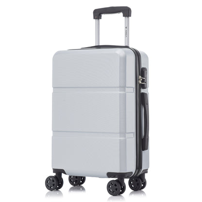 Hellgrauer Hartschalen-Trolley mit Zahlenschloss, Seitenfach und 4 Rollen