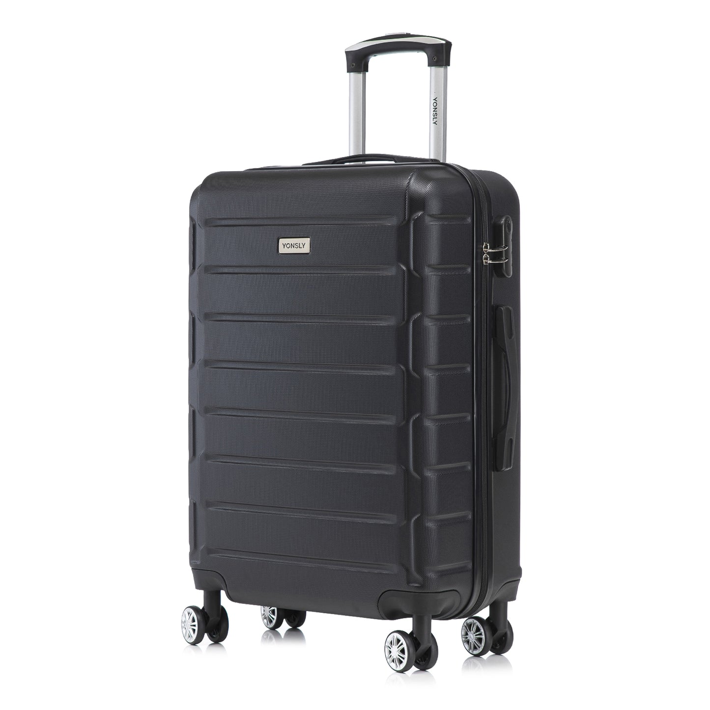 Hartschalen-Trolley-Reisekoffer mit geripptem Design, ausziehbarem Griff und 4 Rollen
