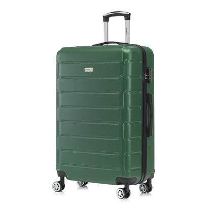 Dunkelgrüner Hartschalen-Trolley mit Zahlenschloss und 4 Rollen, ausziehbarer Griff