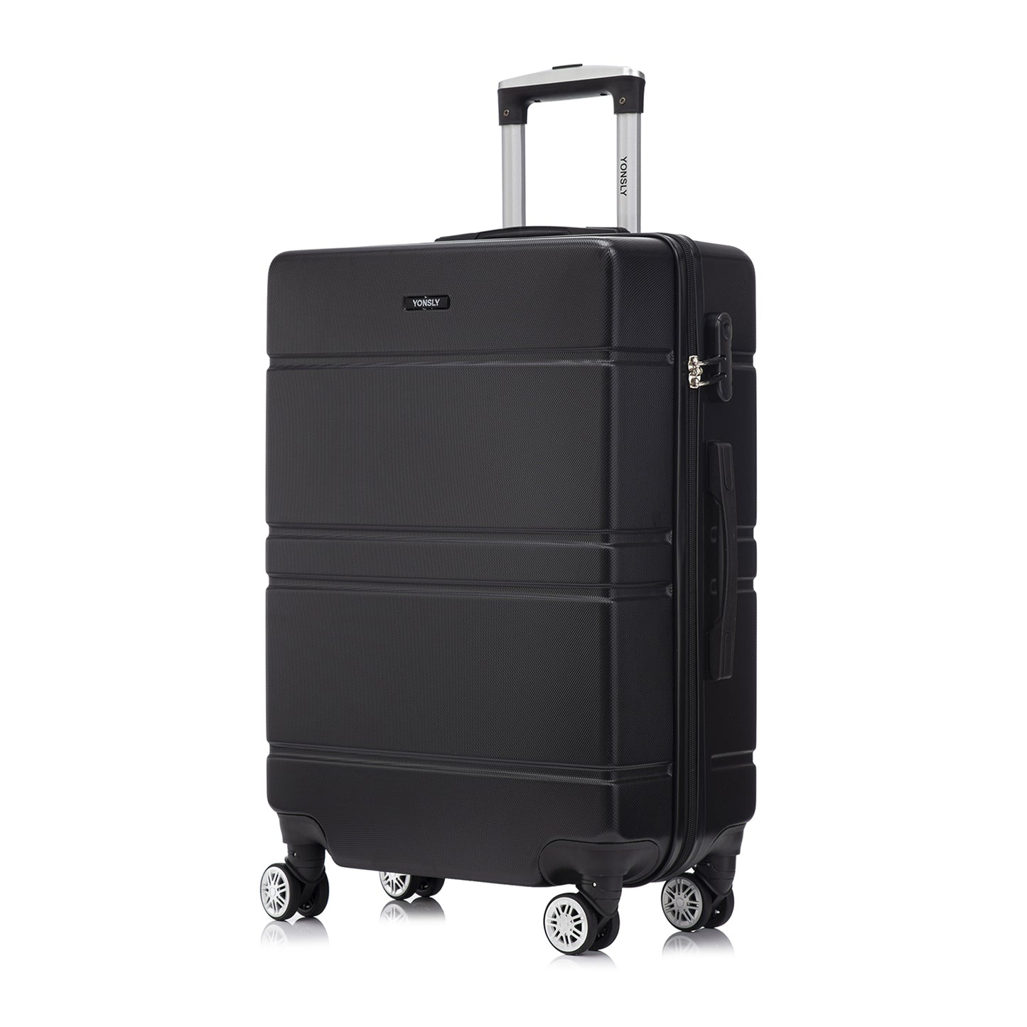 Hartschalen-Reisekoffer in Schwarz mit ausziehbarem Trolley und seitlichem Zahlenschloss