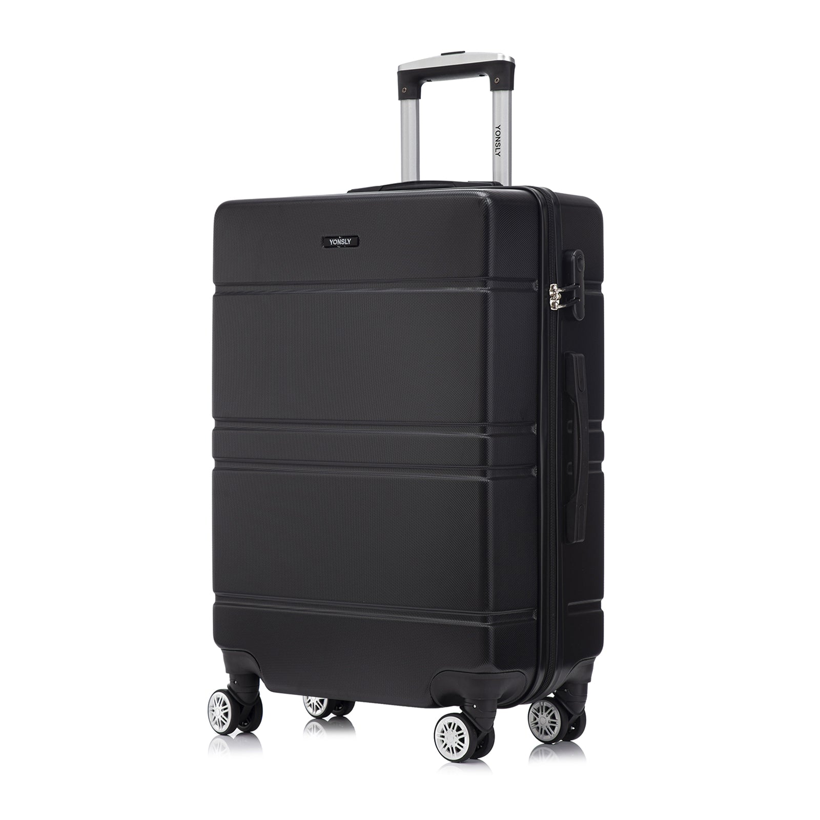 Hartschalen-Reisekoffer in Schwarz mit ausziehbarem Trolley und seitlichem Zahlenschloss