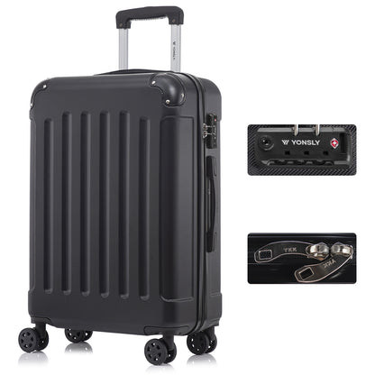 Hartschalen-Reisekoffer in Dunkelgrau/Schwarz mit TSA-Schloss, 4 Doppelrollen und Trolleygriff.