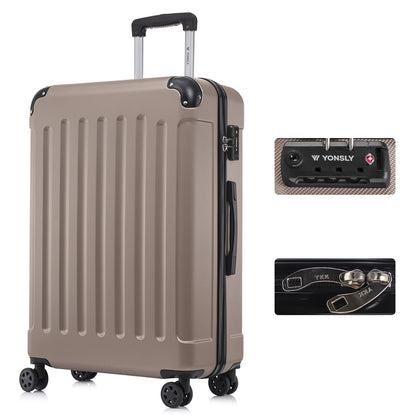 Hartschalen-Reisekoffer in Beige mit Trolleygriff, 4 Rollen und TSA-Schloss
