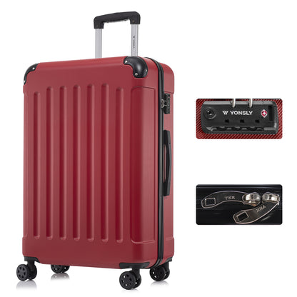 Hartschalen-Reisekoffer in Rot mit Trolleygriff, 4 Rollen und seitlichem Schlossdetail