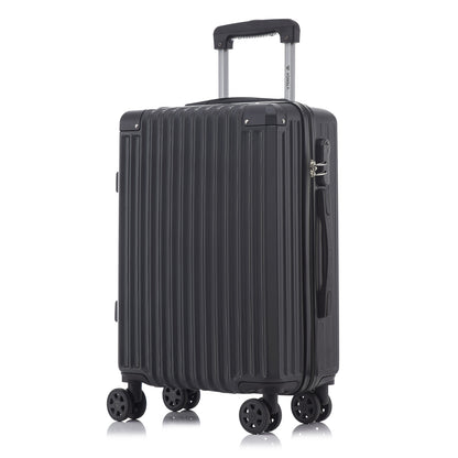 Schwarzer Hartschalen-Trolleykoffer mit 4 Rollen, ausziehbarem Griff und Vorderverschluss