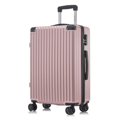 Hartschalen-Trolley roséfarben von der Seite, 4 Rollen, Teleskopgriff, Griffschutz