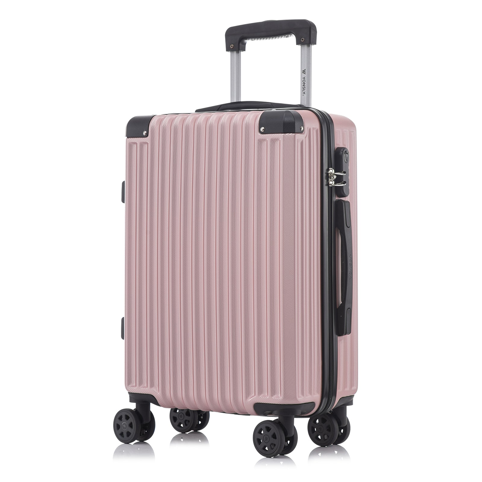 Hartschalen-Trolley roséfarben, 4 Rollen, Teleskopgriff und Schloss am Deckel