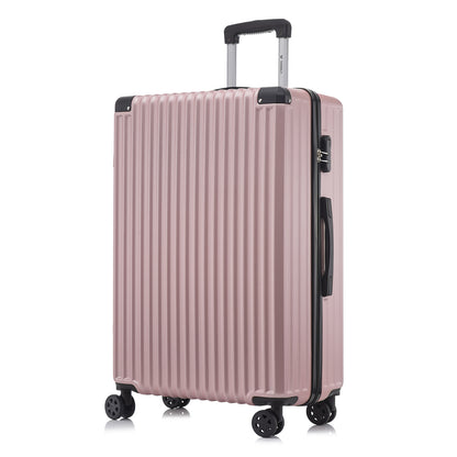 Hartschalen-Trolley roséfarben, Rück-/Seitenansicht mit 4 Rollen und Schlossbeschlag