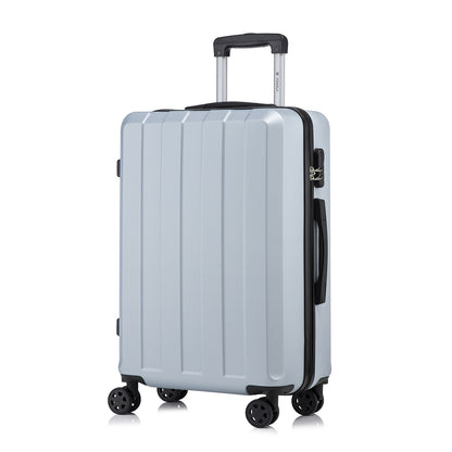 Hartschalen-Reisekoffer mit 4 Rollen, gerippte Oberfläche, hellblau