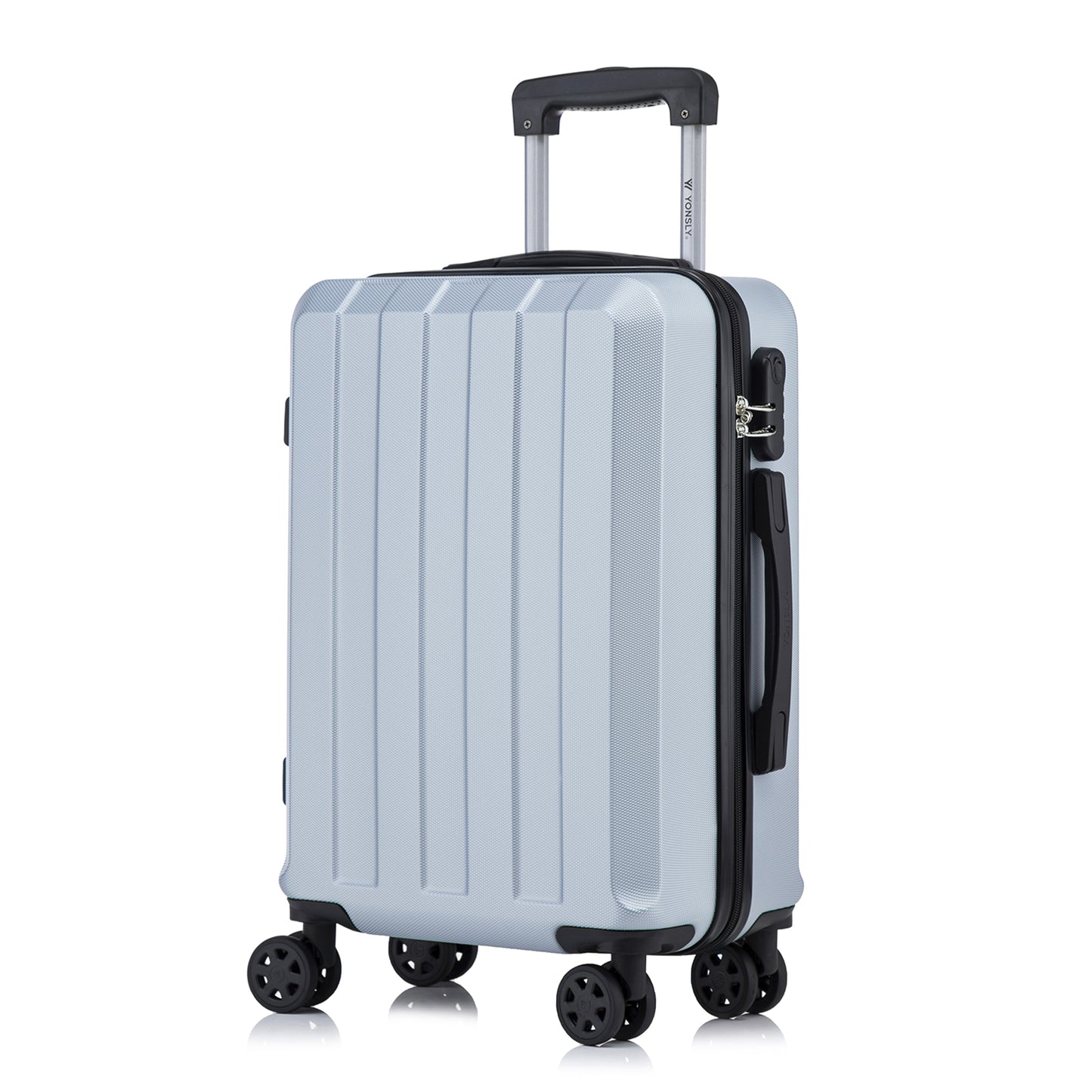 Hartschalen-Reisekoffer mit 4 Rollen und Teleskopgriff, hellblau, Seitenansicht
