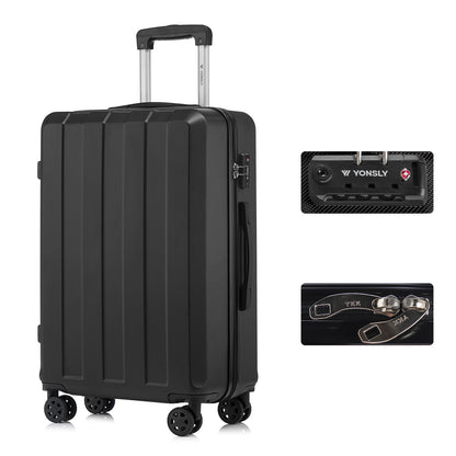 Hartschalen-Reisekoffer in Schwarz mit Trolleygriff, TSA-Schloss und 4 Rollen