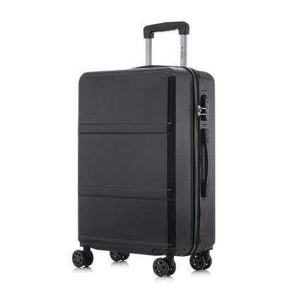YONSLY® Hartschalen-Rollkoffer Schwarz, gerippte Struktur, mit Zahlenschloss und 4 Rollen