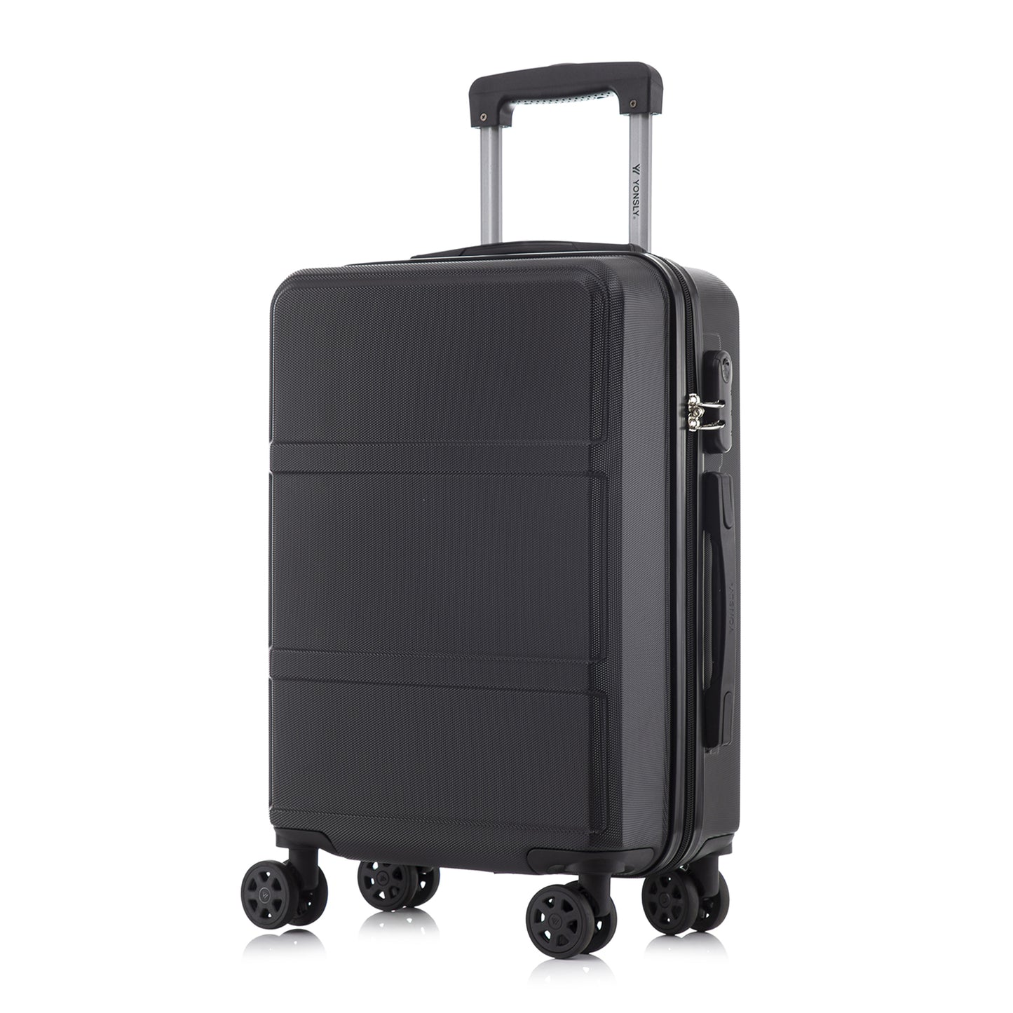 YONSLY® Hartschalen-Rollkoffer Schwarz mit Zahlenschloss und 4 Rollen