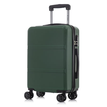 YONSLY® Hartschalen-Rollkoffer Dunkelgrün, seitliche Ansicht, mit Zahlenschloss und 4 Rollen