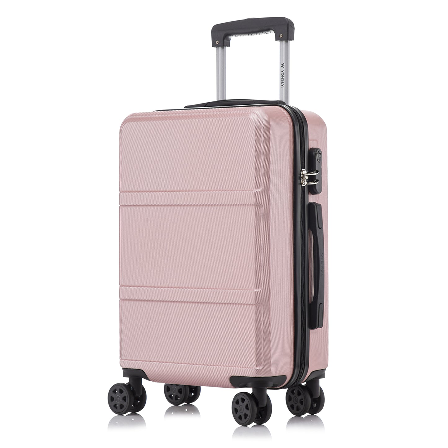 YONSLY® Hartschalen-Rollkoffer Roségold mit Zahlenschloss und 4 Rollen