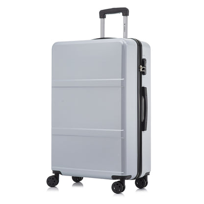 Hartschalen-Trolleykoffer in Silber-Grau mit 4 Rollen, ausziehbarem Griff und Zahlenschloss