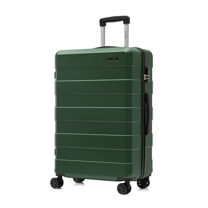 Trolley-Reisekoffer mit Hartschale, dunkelgrün, 4 Rollen, Rückansicht