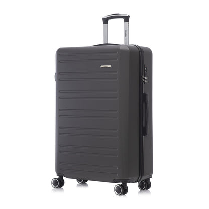 Hartschalen-Rollkoffer in Schwarz mit ausziehbarem Griff, Zahlenschloss seitlich, 4 Rollen