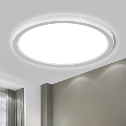 LQWELL® LED-Deckenleuchte, rund und flach, weißer Ring mit gleichmäßigem Lichtaustritt