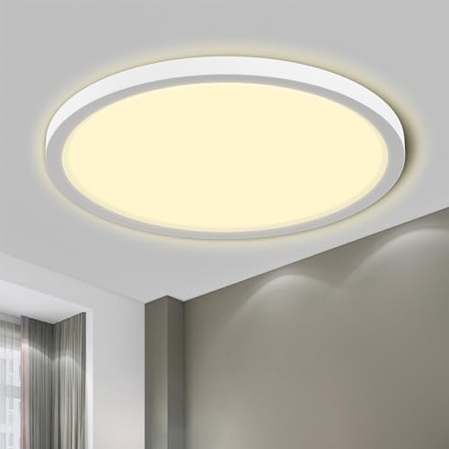 LED-Deckenleuchte, rund und flach, weiß, warmweißes Licht, IP44