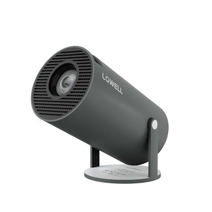 LQWELL® Mini-Projektor in Grau mit Frontlinse und Standfuß