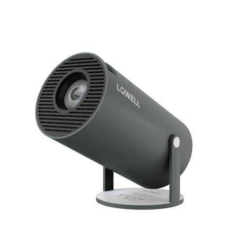 LQWELL® Mini-Projektor in Grau mit Frontlinse und Standfuß