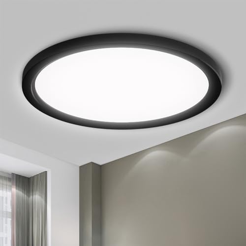 Runde LED-Deckenleuchte mit schwarzem Ring und weißem Lichtaustritt