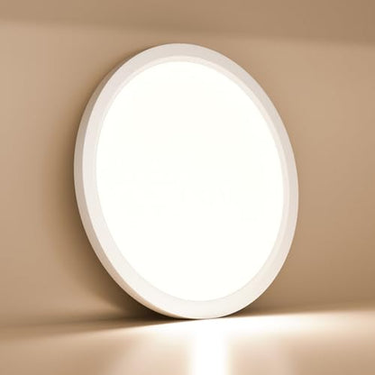 Runde flache LED-Deckenleuchte, weißer Rand, gleichmäßiges Licht