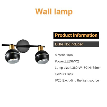 LED-Deckenstrahler mit zwei schwarzen Kugelspots und goldenen Fassungen, Produktinformation